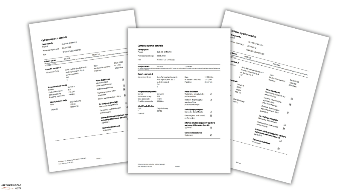 Sprawdzenie historii serwisowej ASO Mercedes